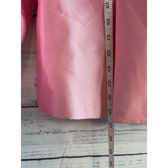 Satin Jacket 22W Pink Barbie Evening Fancy Ruffle Collar Crystal Sequins Closure - Picture 7 of 15